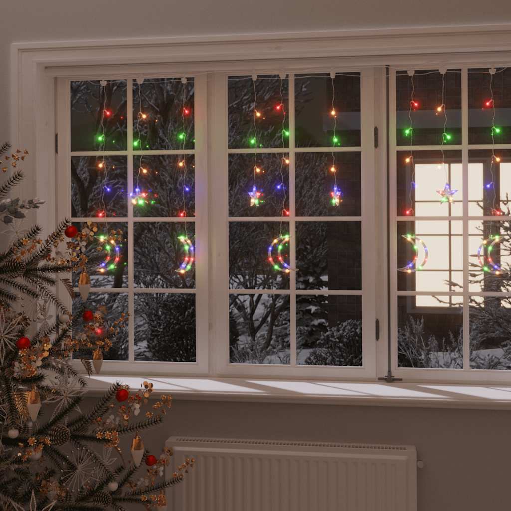 Vītne zvaigznes un mēneši, 138 krāsainas LED lampiņas