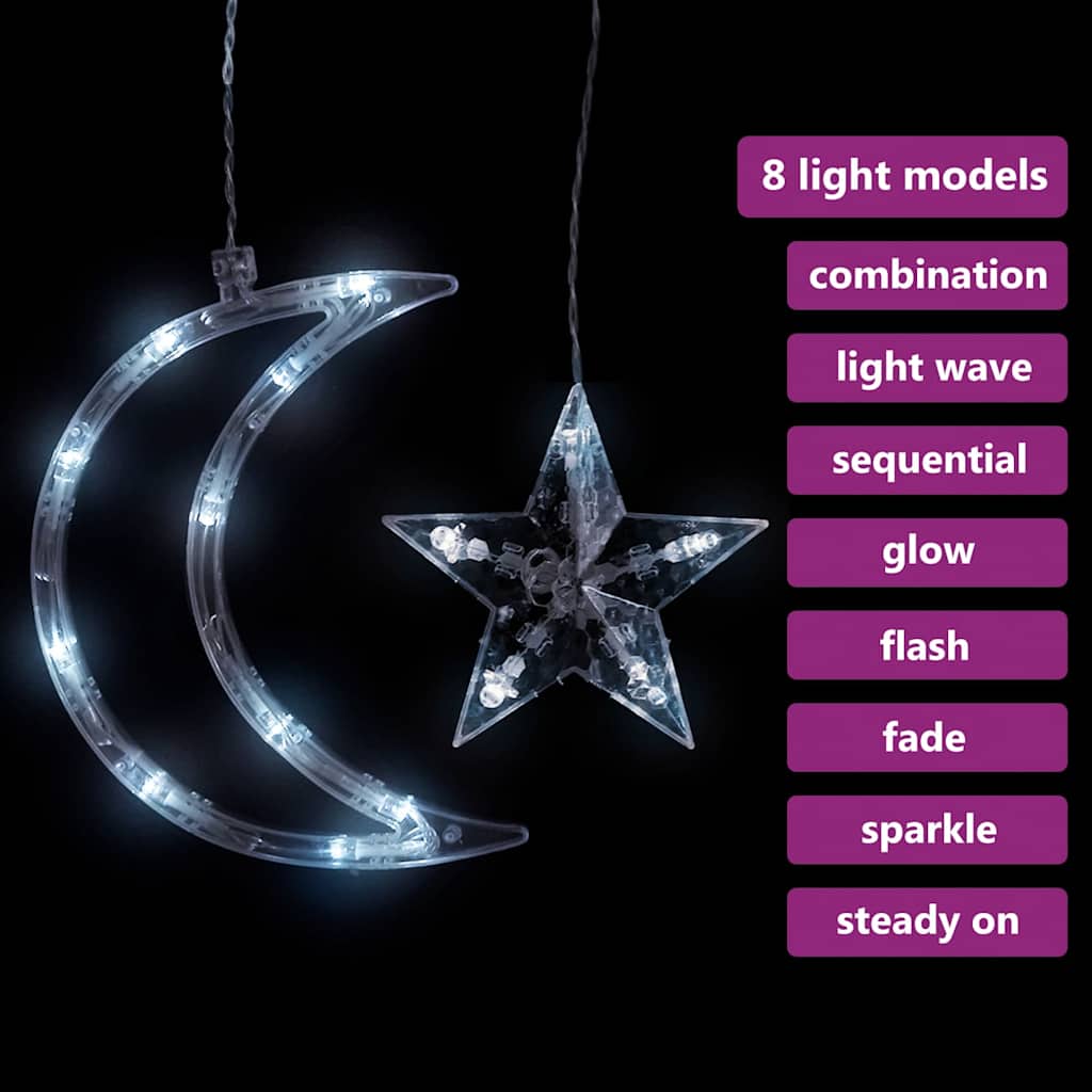 Girlianda žvaigždės ir mėnuliai PINE, 345 šaltos baltos LED lemputės