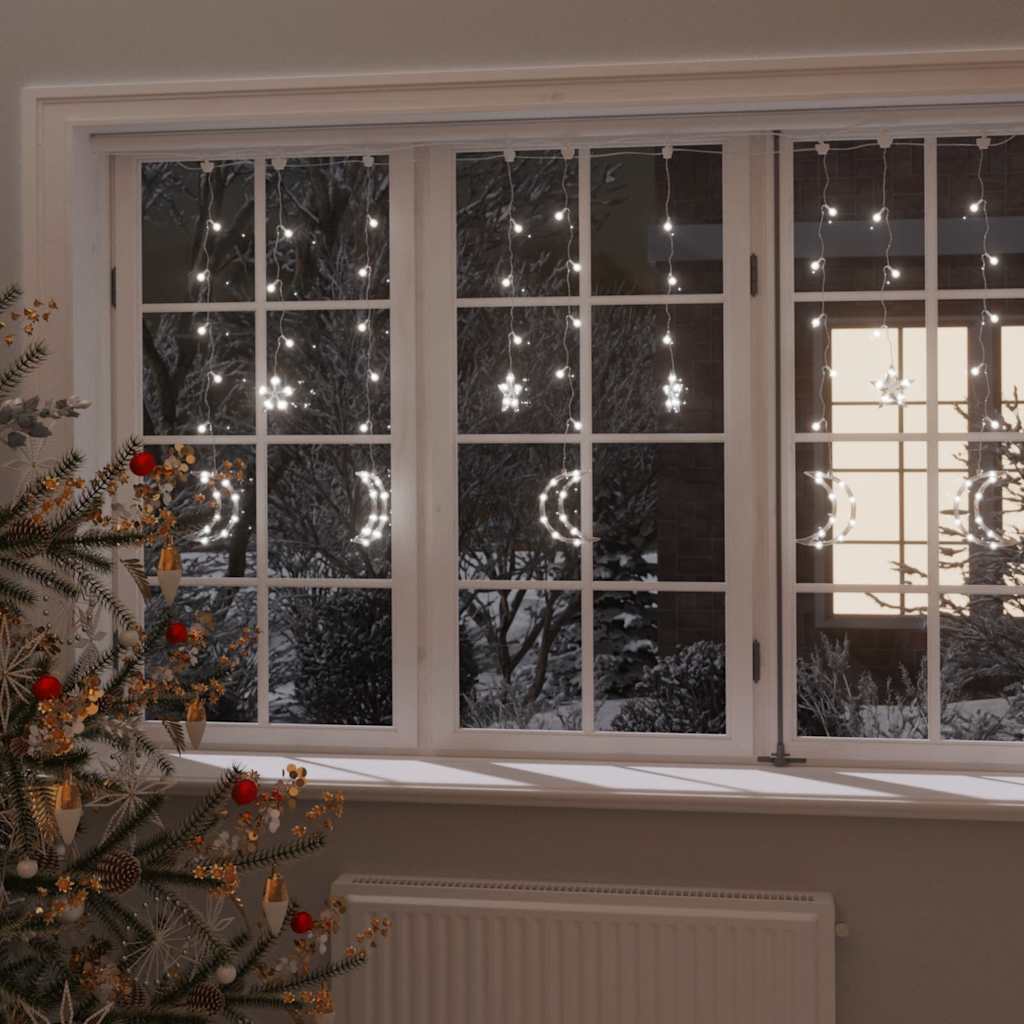 Girlianda žvaigždės ir mėnuliai PINE, 345 šaltos baltos LED lemputės
