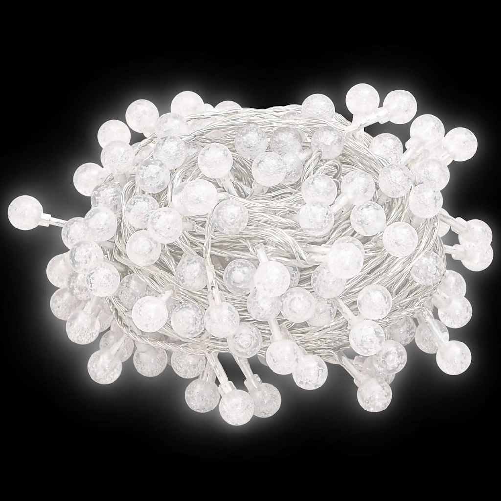 Ball garland, 20m, 200 cold white LEDs, 8 functions