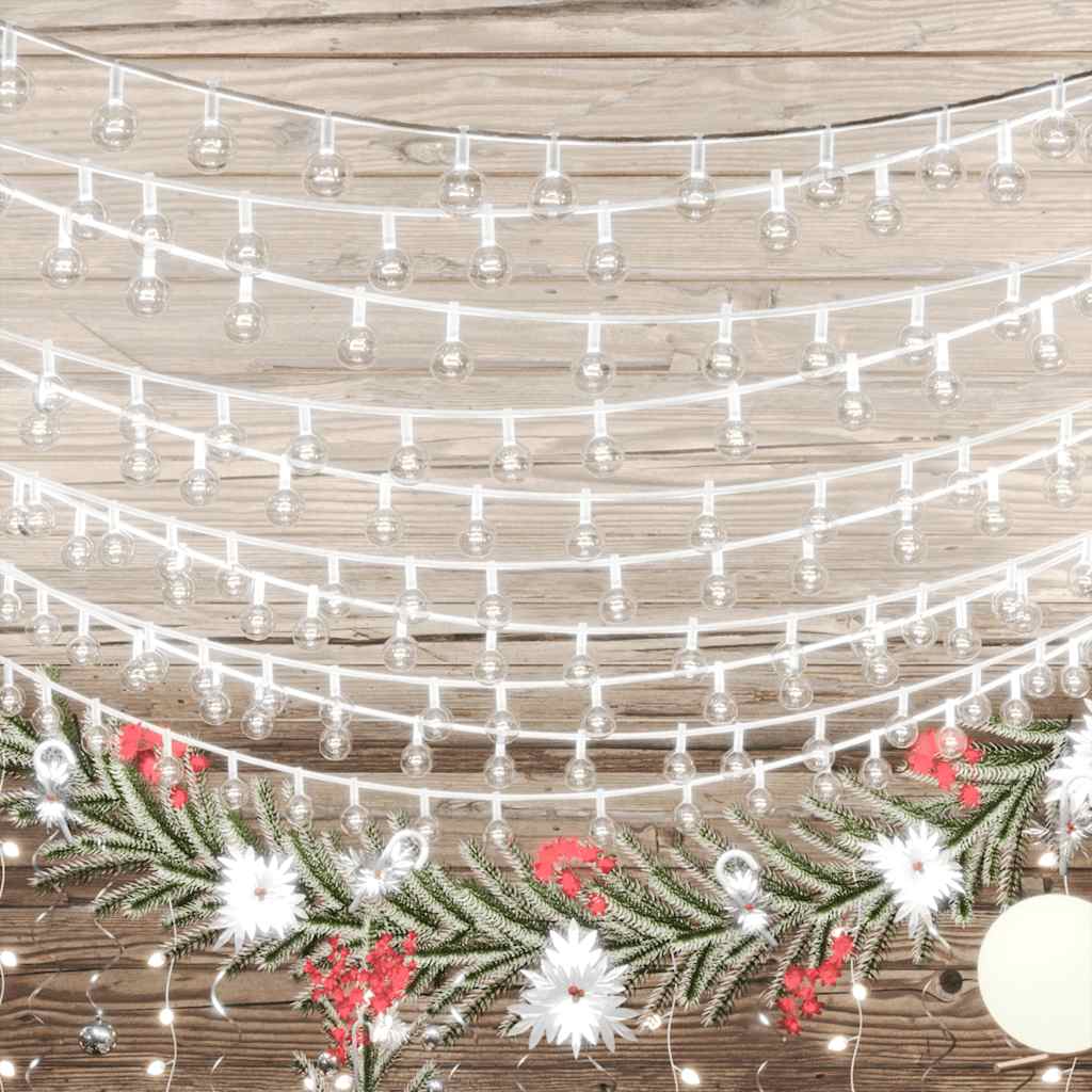 Ball garland, 20m, 200 cold white LEDs, 8 functions