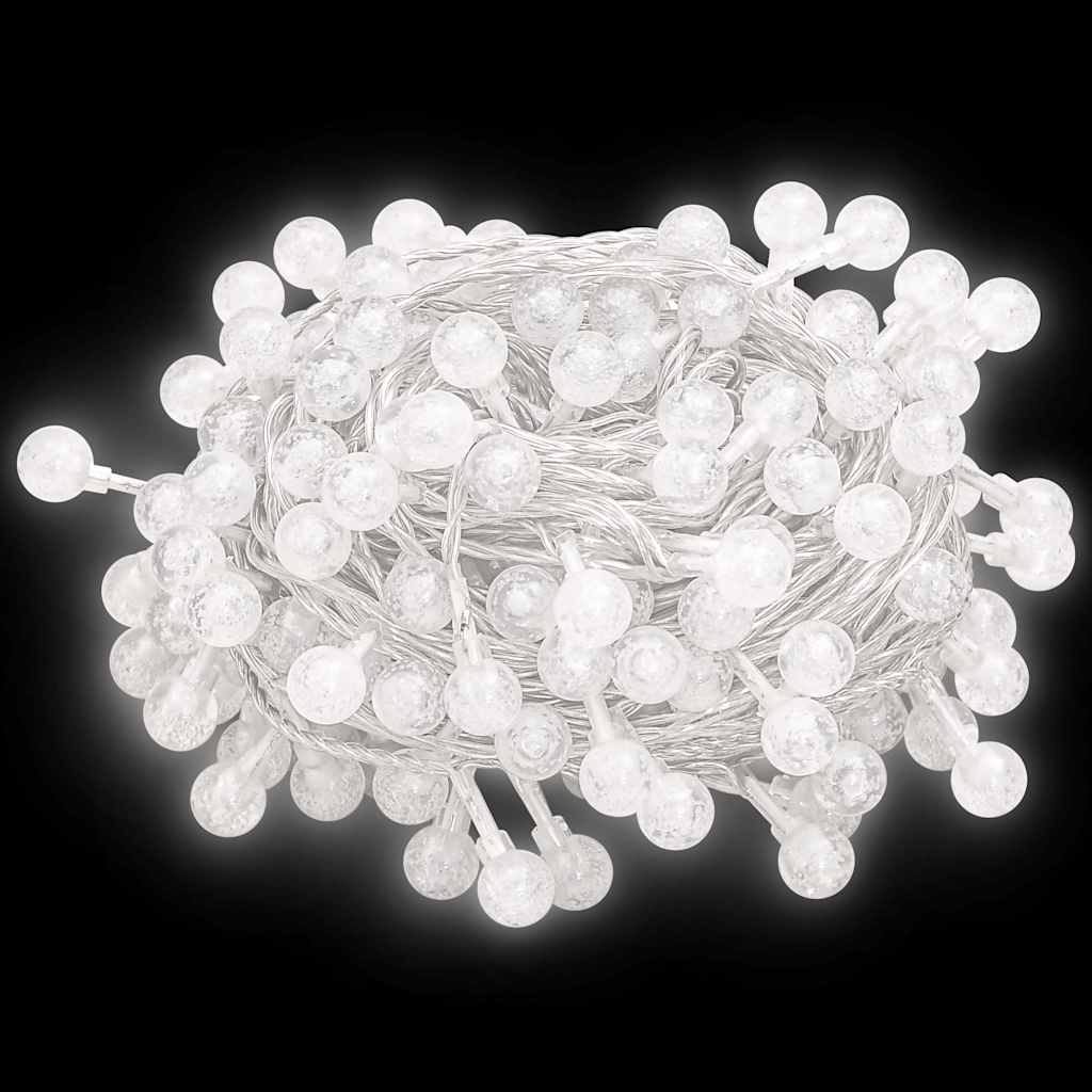 Ball garland, 20m, 200 cold white LEDs, 8 functions