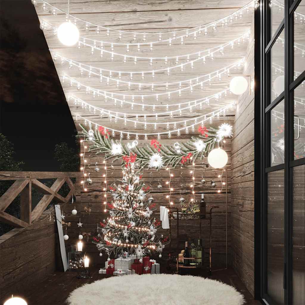 Ball garland, 20m, 200 cold white LEDs, 8 functions