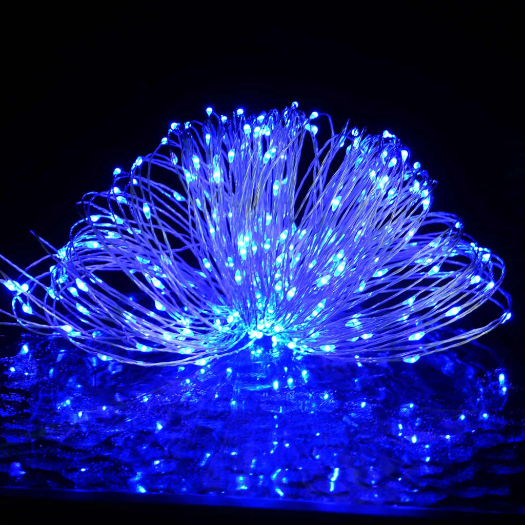 Micro LED garland, 40m, 400 blue LEDs, 8 functions