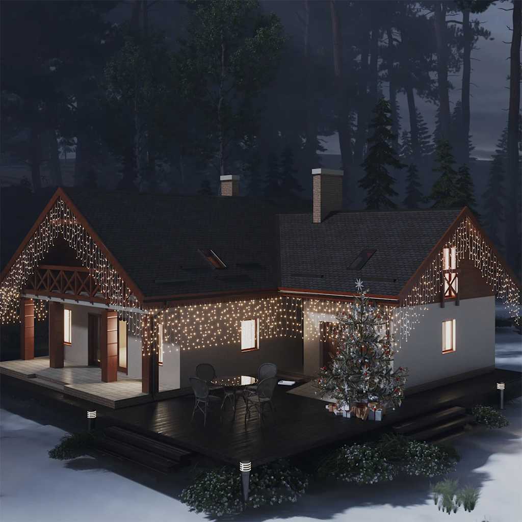 LED girlianda varvekliai CANDY, 10m, 400 šiltų baltų LED, 8 funkcijos