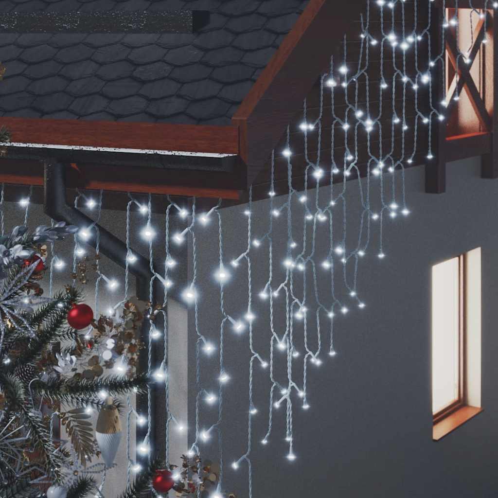 LED virtene lāstekas, 10m, 400 auksti balts LED, 8 funkcijas