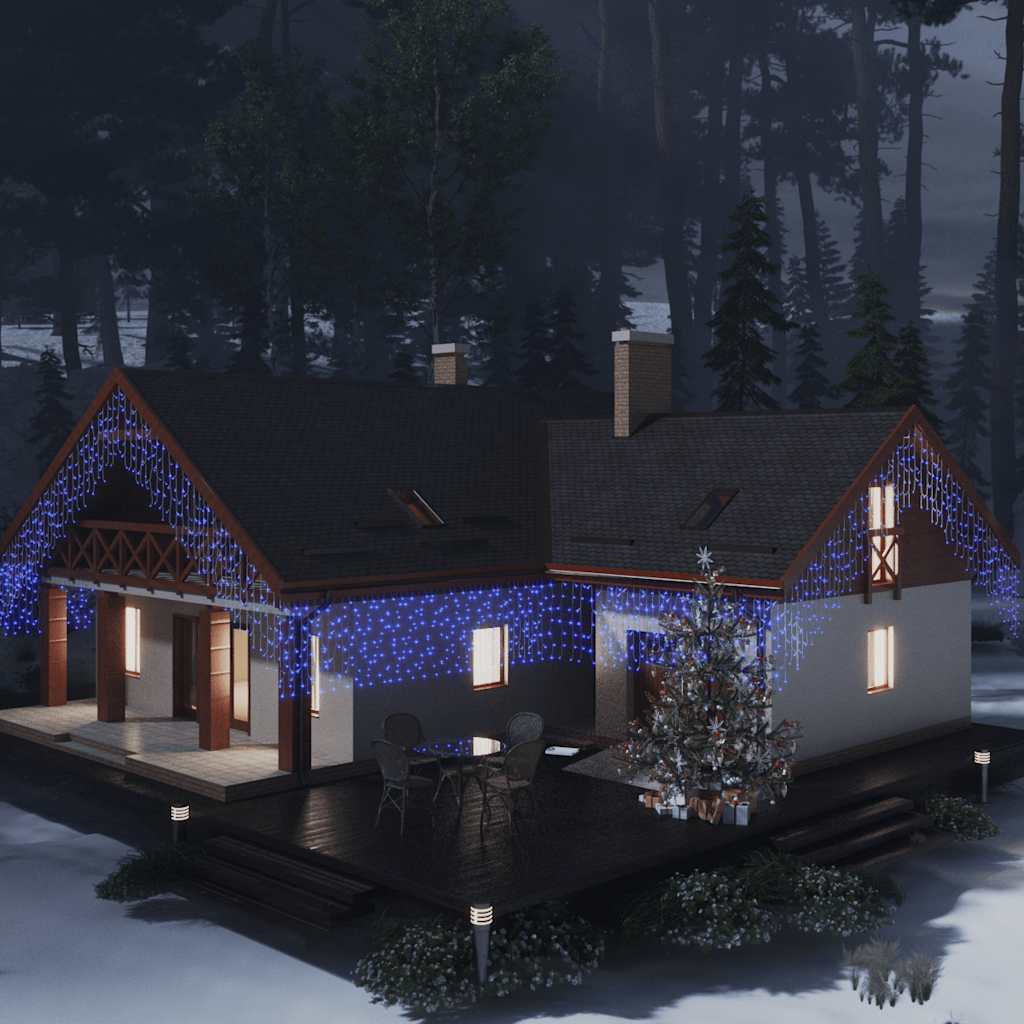 LED girlianda varvekliai GINGERBREAD, 10m, 400 mėlynų LED, 8 funkcijos