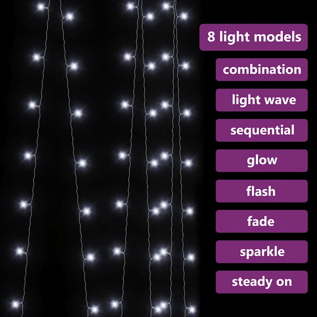 LED lempučių užuolaida CINNAMON, 3x3m, 300 šaltų baltų LED lempučių