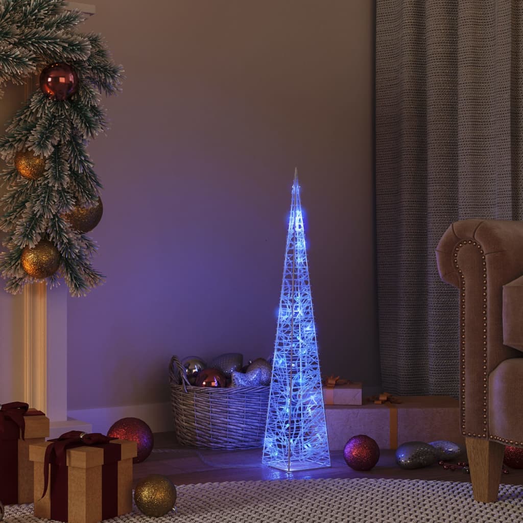 Akrilinė LED dekoracija kūgis TINSEL, mėlynos spalvos, 60cm