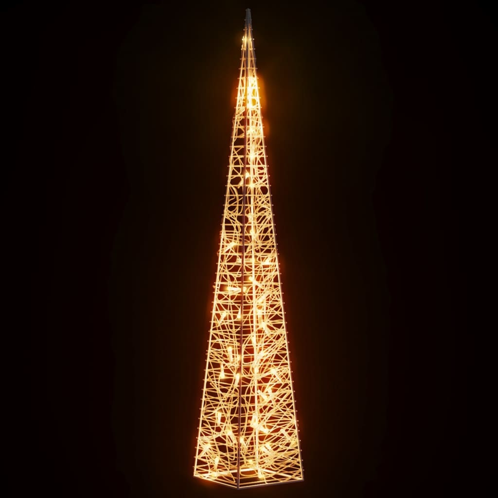 Akrilinė LED dekoracija kūgis, šiltos baltos spalvos, 90cm