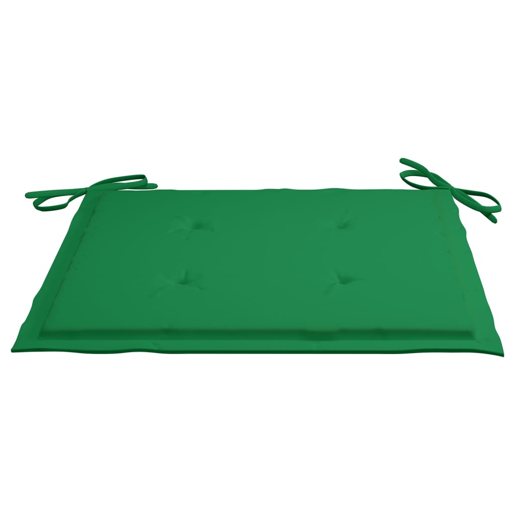 Garden chairs with green cushions, 8 pcs., solid teak wood
