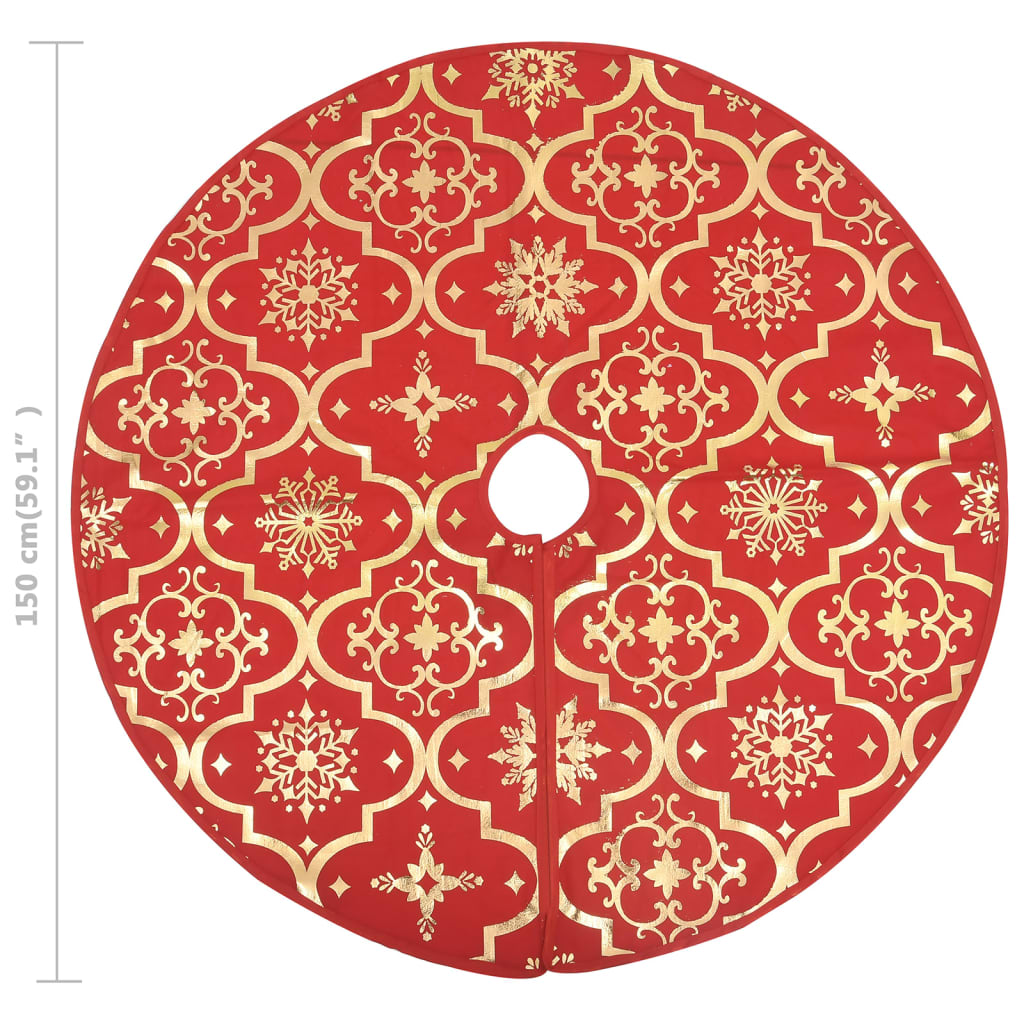 Prabangus kalėdinės eglutės sijonas su kojinėmis, raudonas, 150 cm, audinys