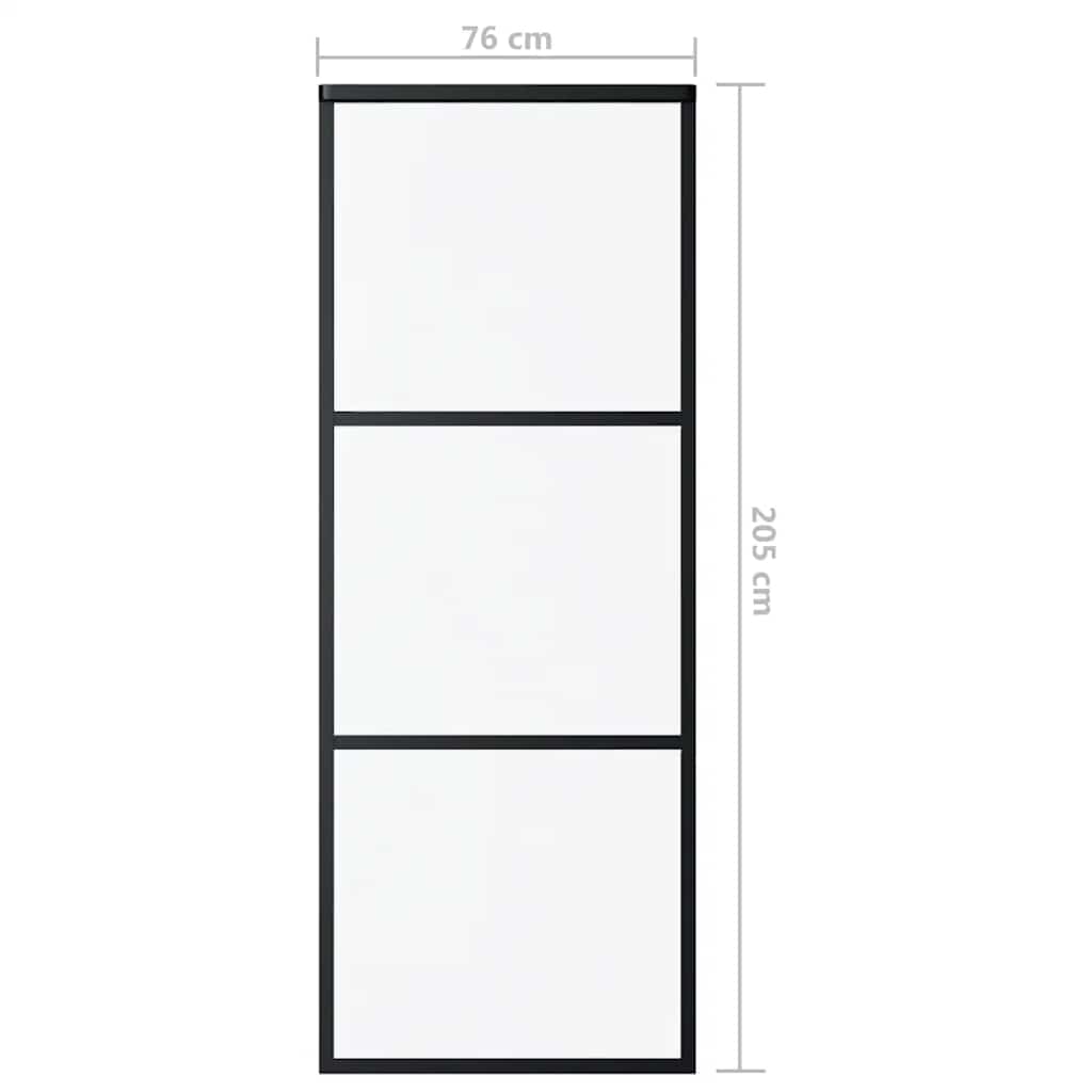 Stumdomos durys, 3 plokštės, juodos, 76x205cm, ESG stiklas ir aliuminis