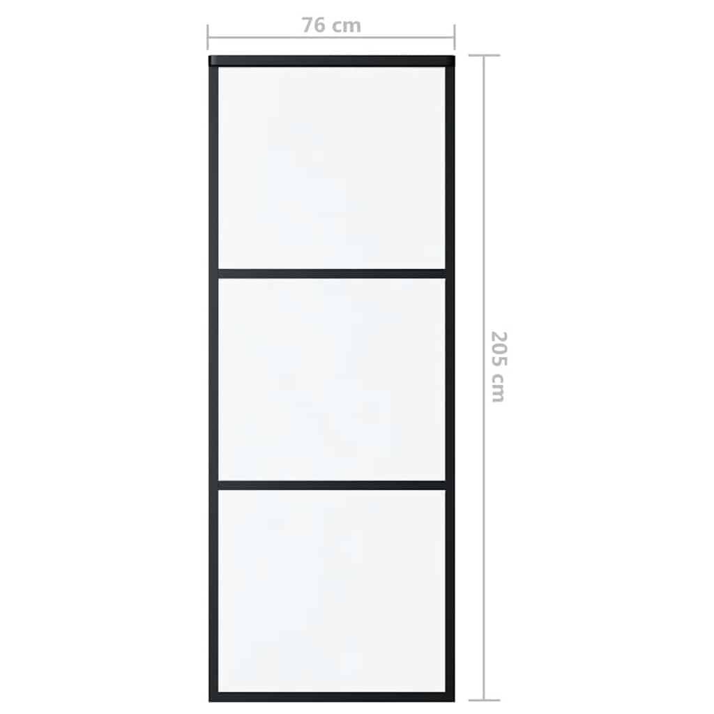 Stumdomos durys, 3 plokštės, juodos, 76x205cm, ESG stiklas ir aliuminis