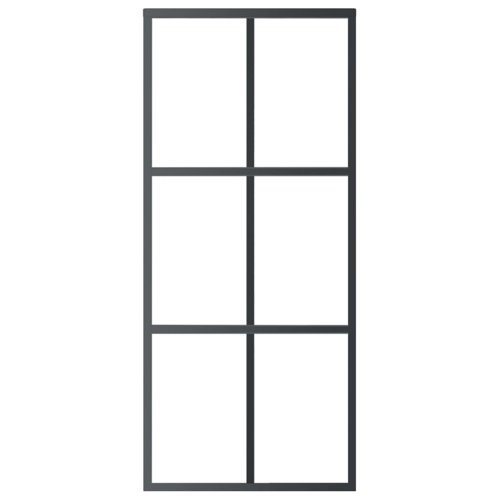 Stumdomos durys, juodos, 90x205cm, ESG stiklas ir aliuminis