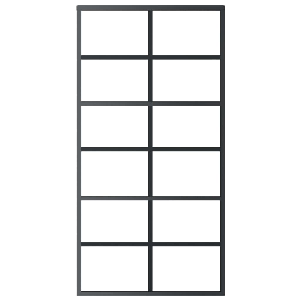 Stumdomos durys, juodos, 102x205cm, ESG stiklas ir aliuminis