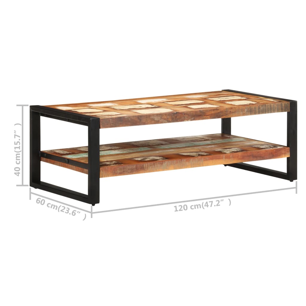 Coffee table, 120x60x40 cm, solid reclaimed wood