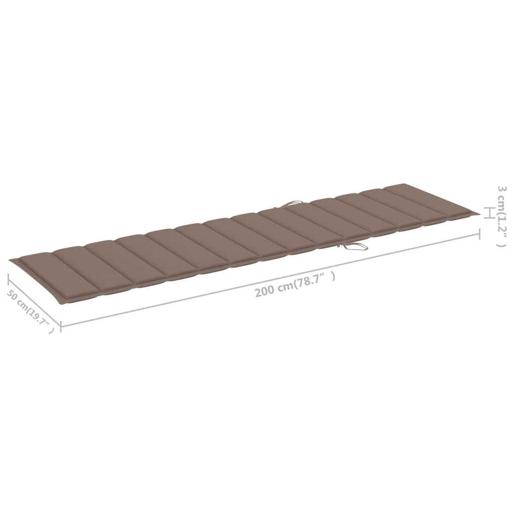 Sun loungers with taupe cushions, 2 pcs., teak