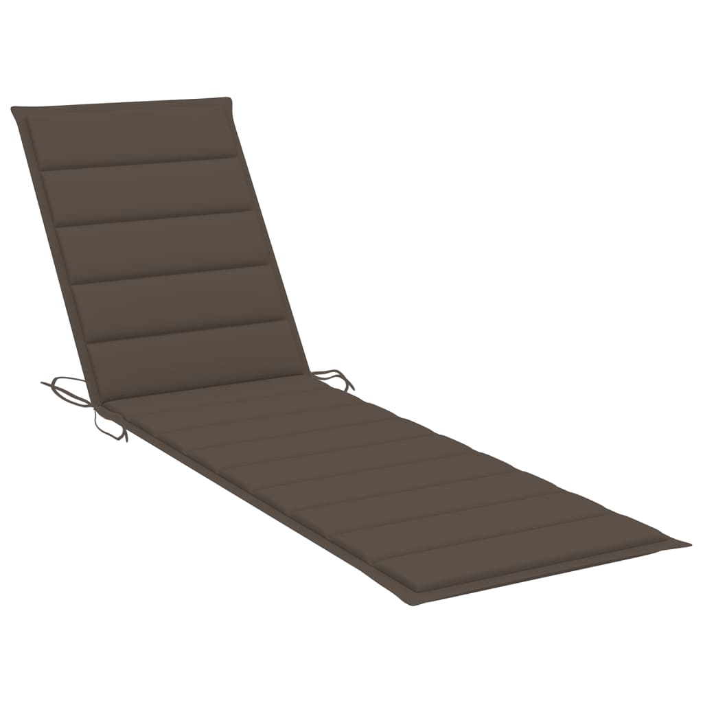 Sun loungers with taupe cushions, 2 pcs., teak
