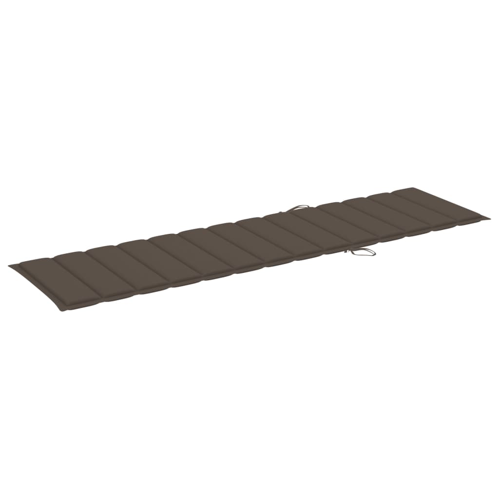Sun loungers with taupe cushions, 2 pcs., teak