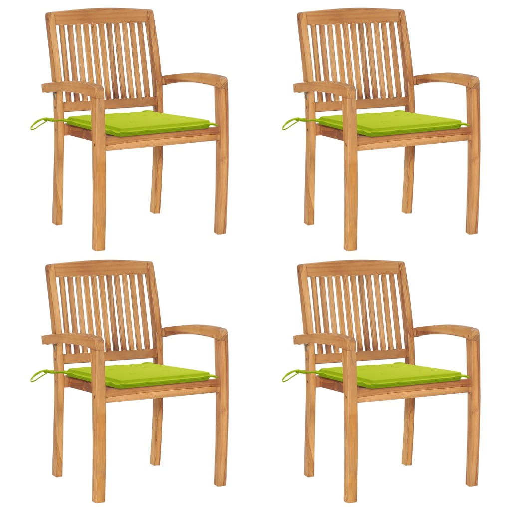 Folding garden chairs with cushions, 4 pcs., solid teak