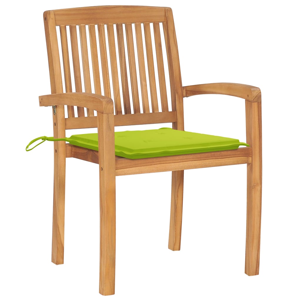 Folding garden chairs with cushions, 4 pcs., solid teak
