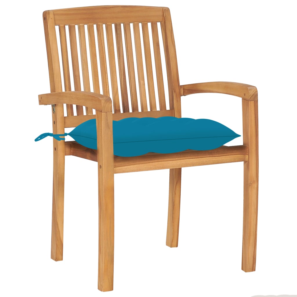 Folding garden chairs with cushions, 8 pcs, solid teak