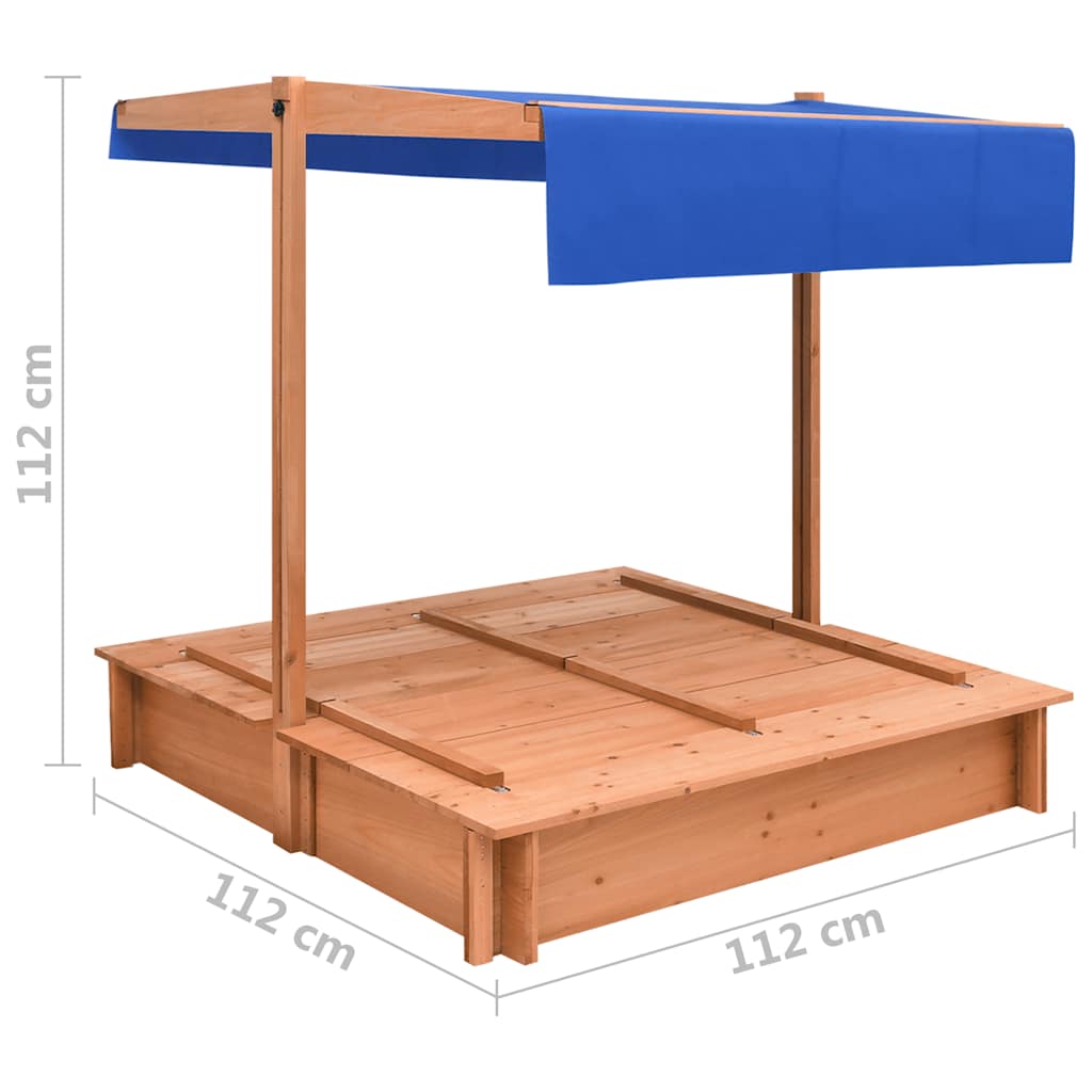 Sandbox with roof, 112x112x112cm, spruce wood