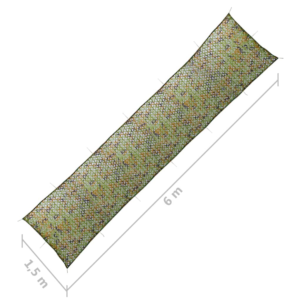 Kamuflāžas tīkls ar uzglabāšanas somu, zaļš, 1,5x6m