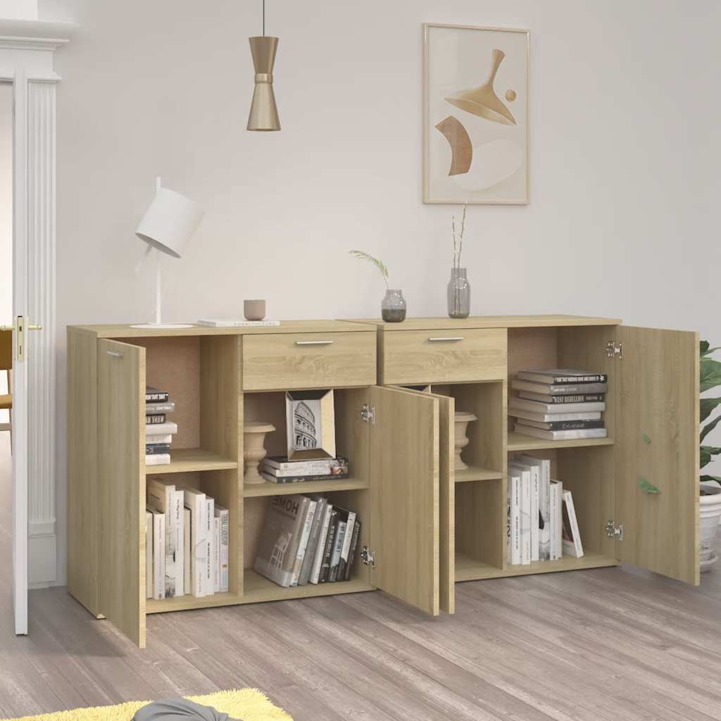 Sideboard, Sonoma Oak, 160x36x75cm, engineered wood