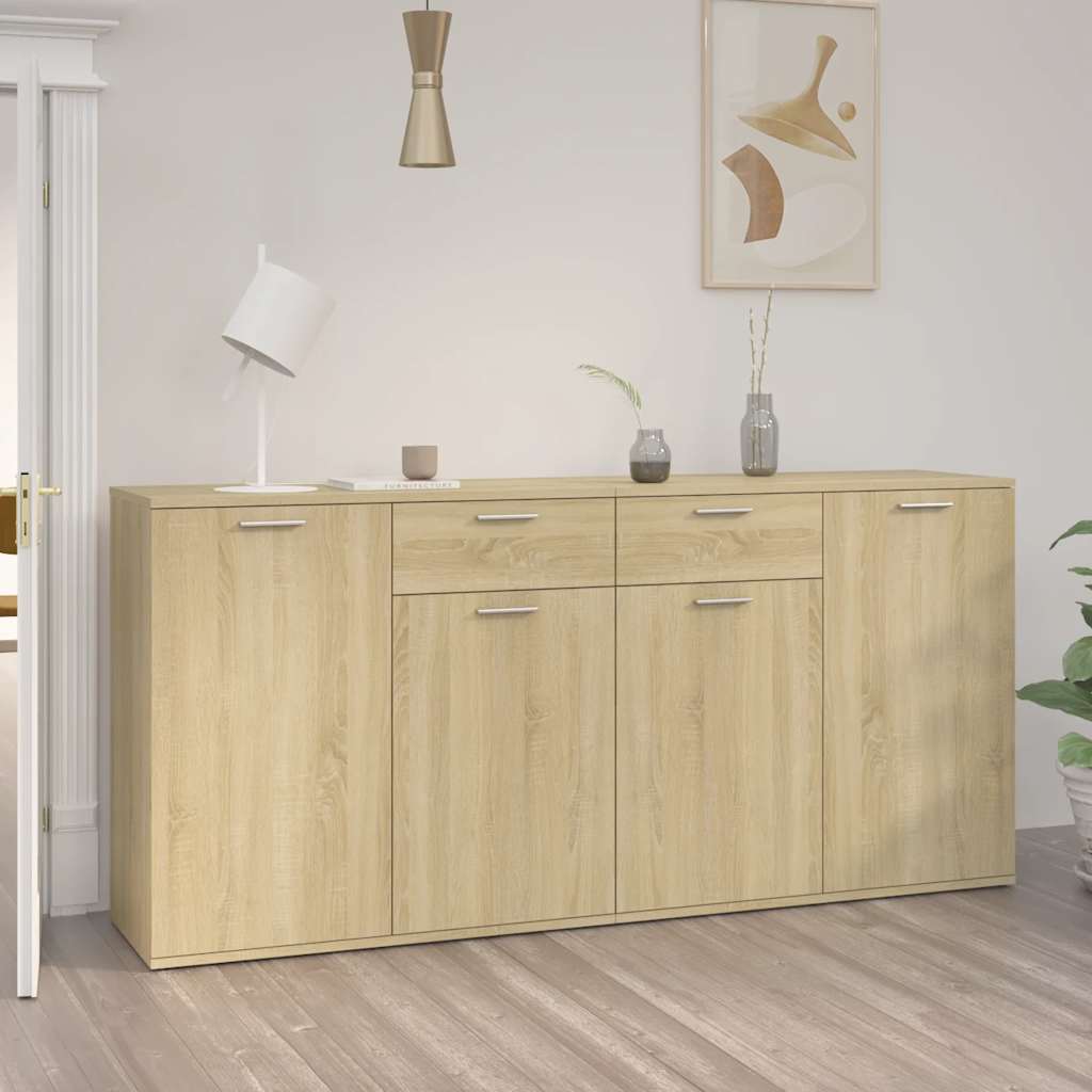 Sideboard, Sonoma Oak, 160x36x75cm, engineered wood