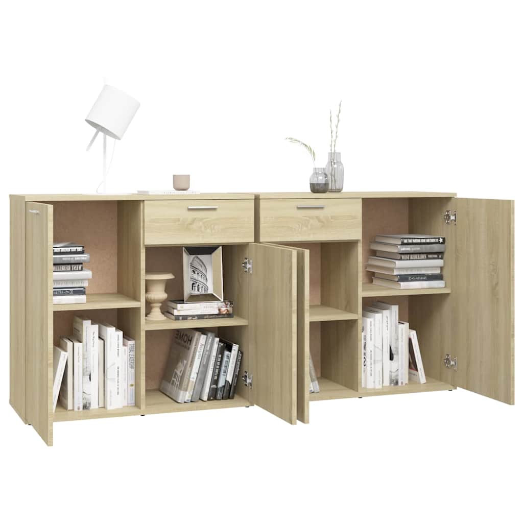 Sideboard, Sonoma Oak, 160x36x75cm, engineered wood