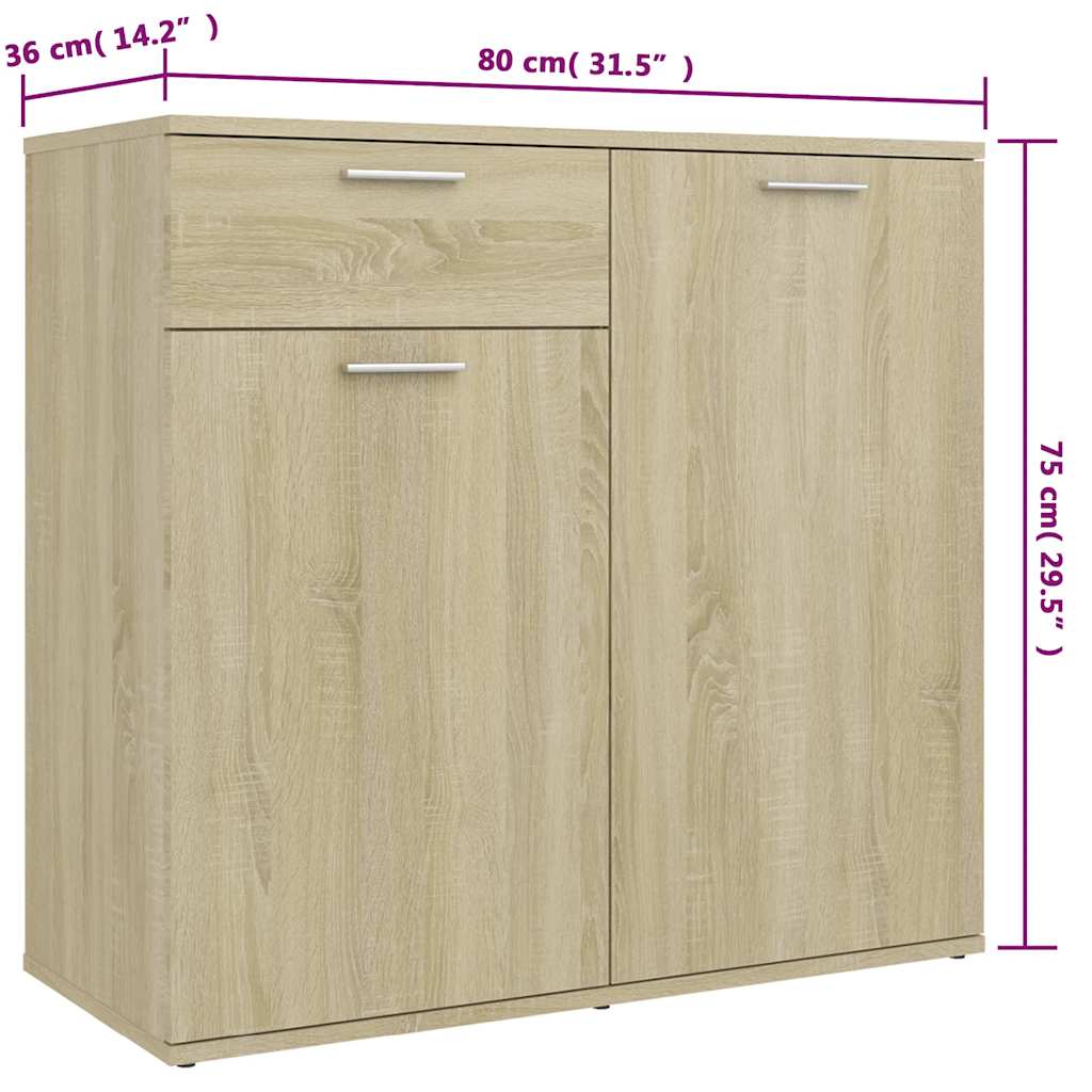 Sideboard, Sonoma Oak, 160x36x75cm, engineered wood