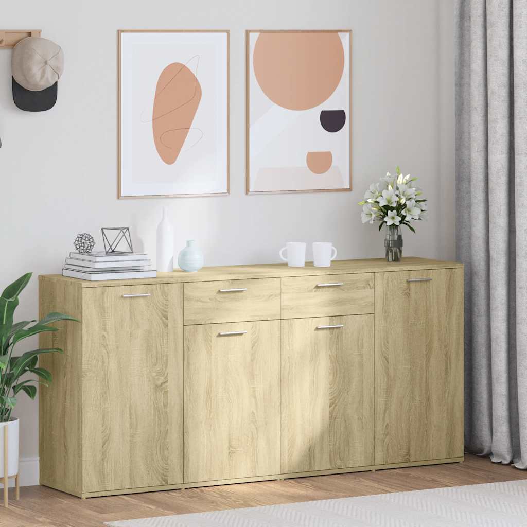 Sideboard, Sonoma Oak, 160x36x75cm, engineered wood