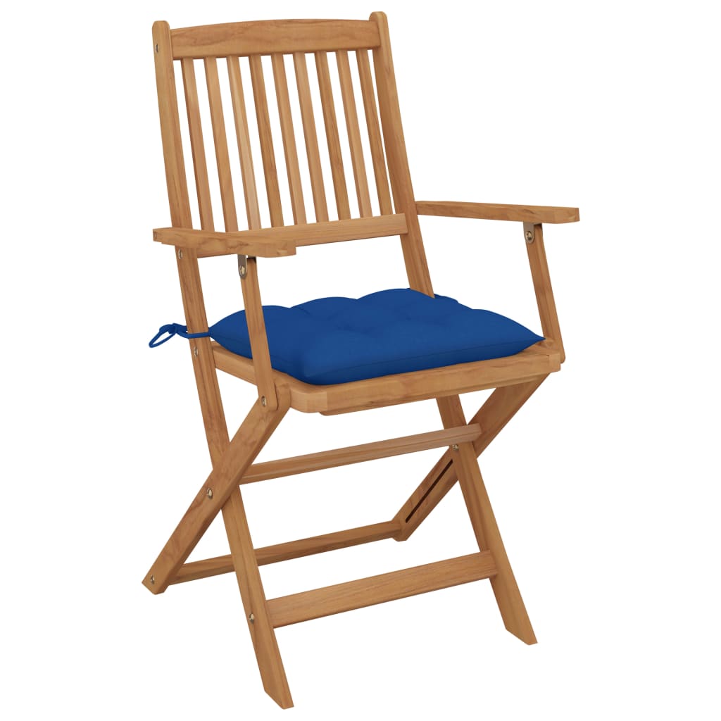 Folding Garden Chairs with Cushions, 6 pcs, Solid Acacia Wood