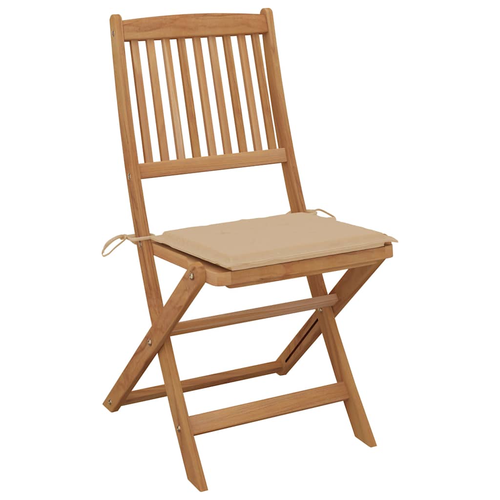 Folding Garden Chairs with Cushions, 6 pcs, Solid Acacia Wood