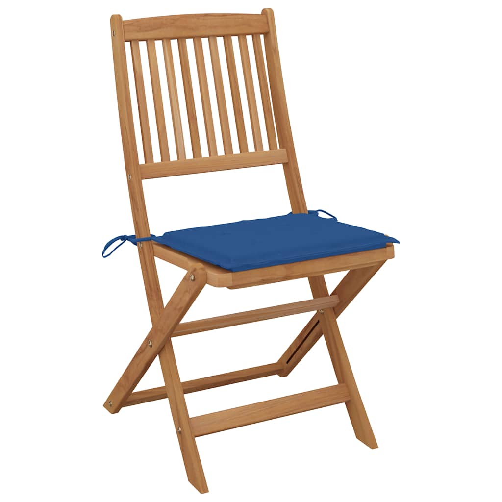Folding garden chairs with cushions, 8 pcs, acacia