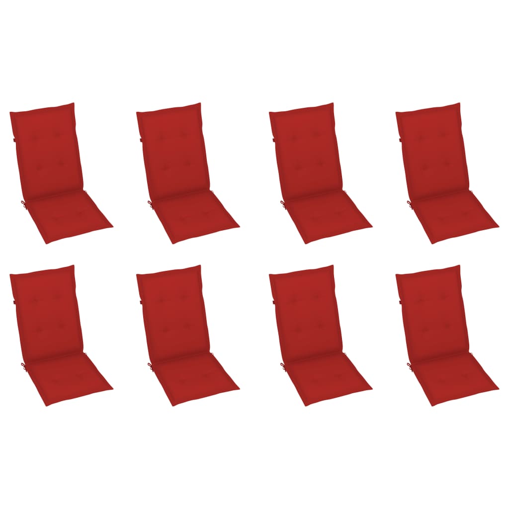 Folding garden chairs with cushions, 8 pcs, acacia