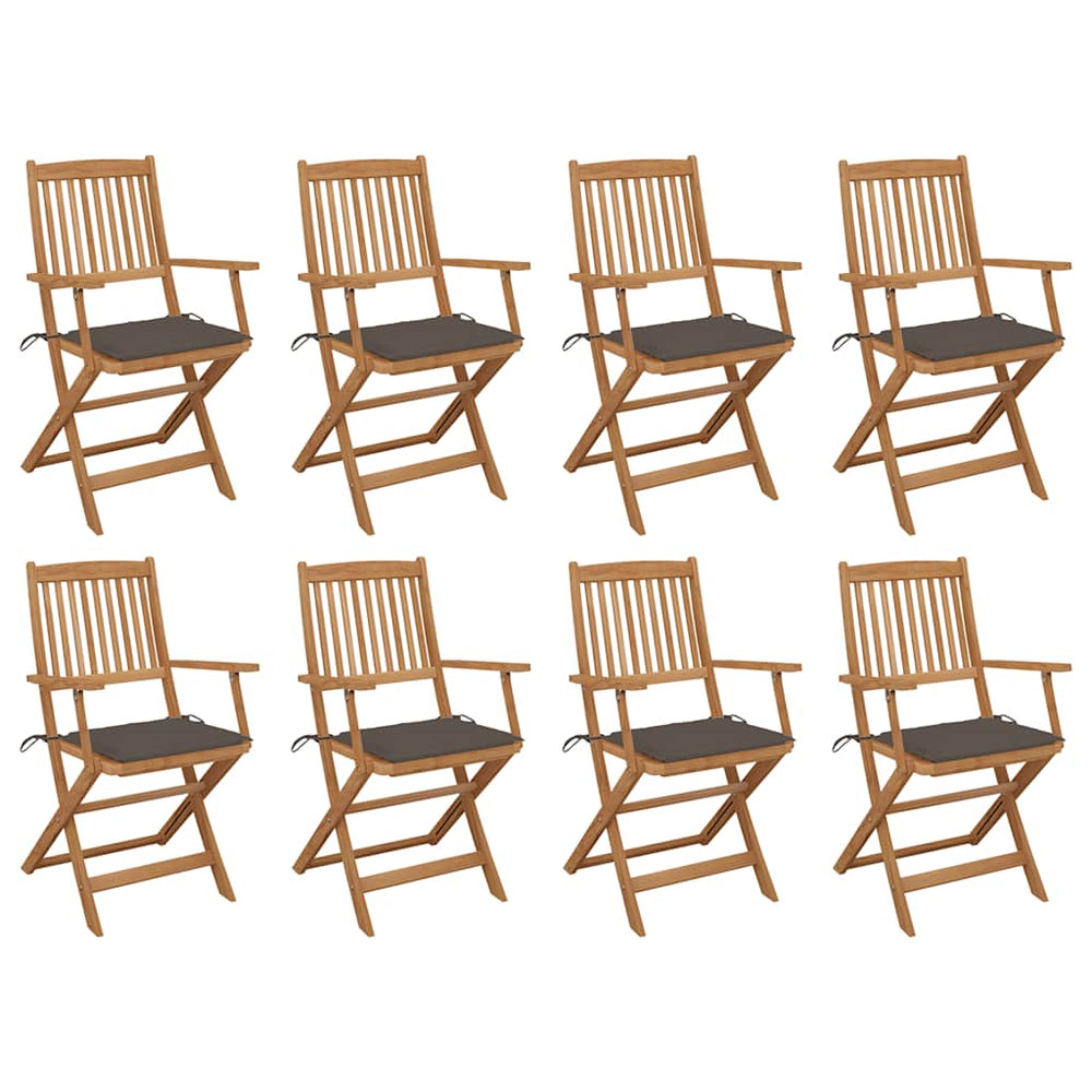 Sulankstomos lauko kėdės su pagalvėlėmis, 8vnt., akacija