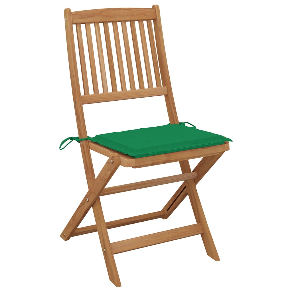 Folding outdoor chairs with cushions, 8 pcs, acacia