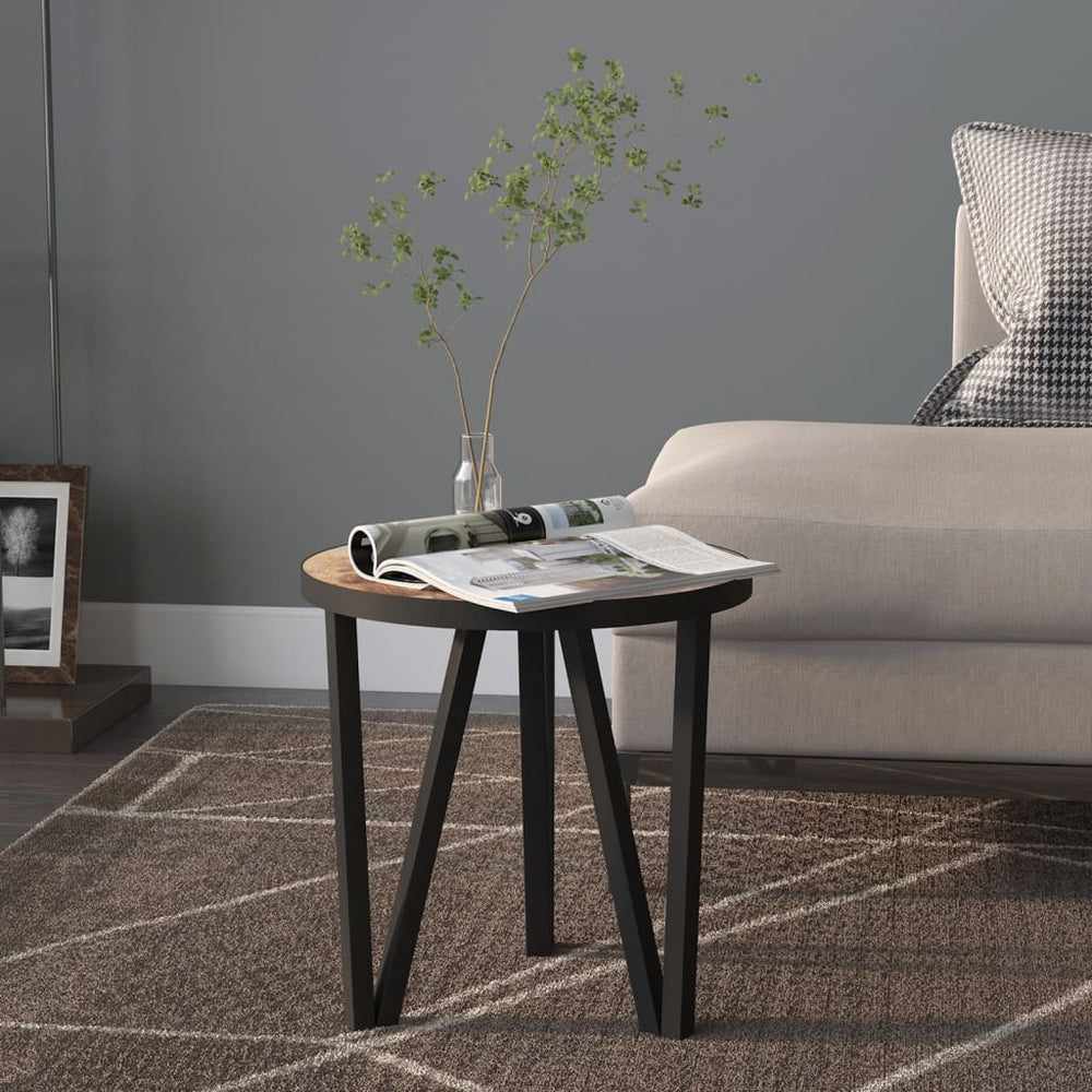 Tea table, black and yellow, 35cm diameter, MDF