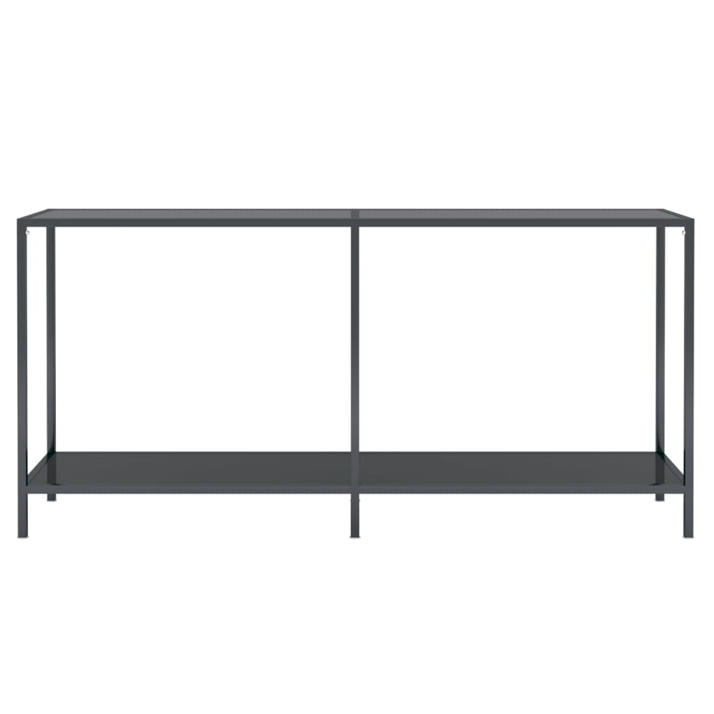 Console table, black, 160x35x75.5cm, tempered glass