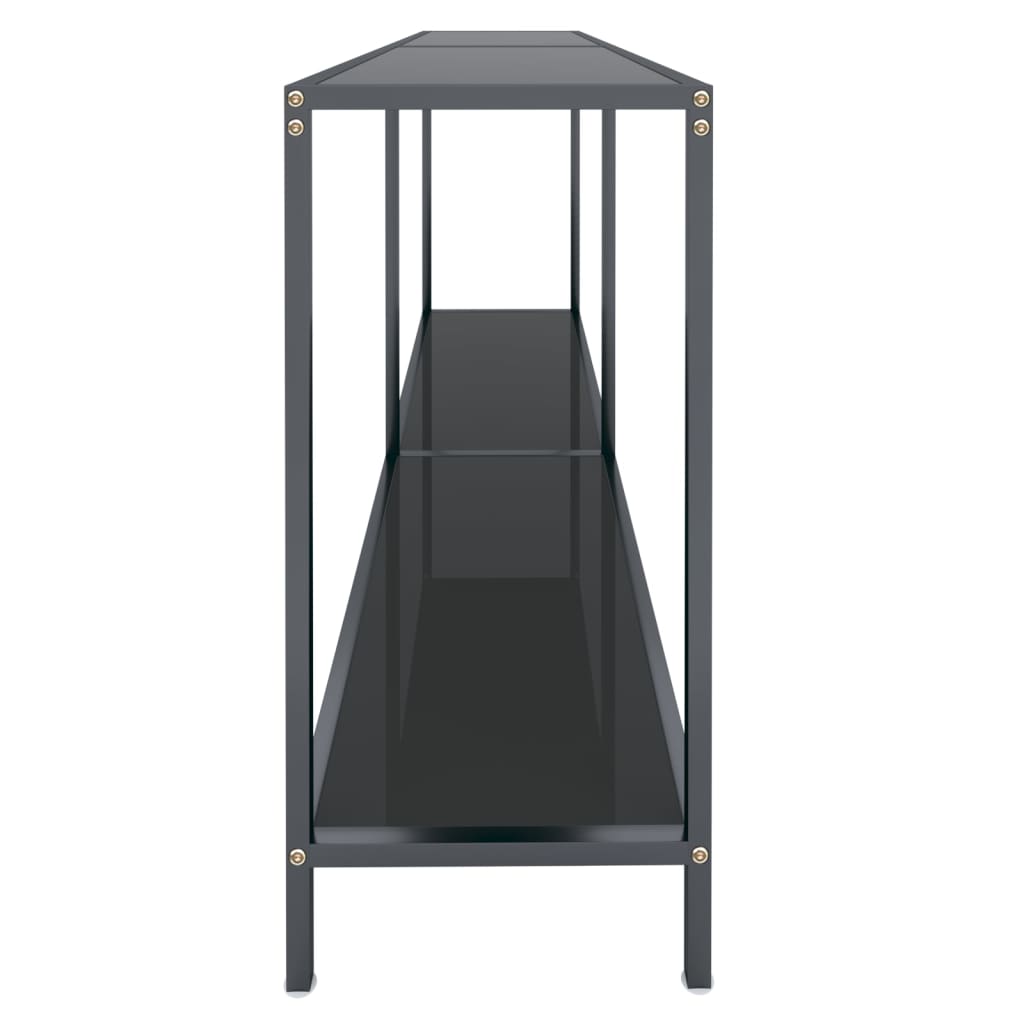 Console table, black, 160x35x75.5cm, tempered glass