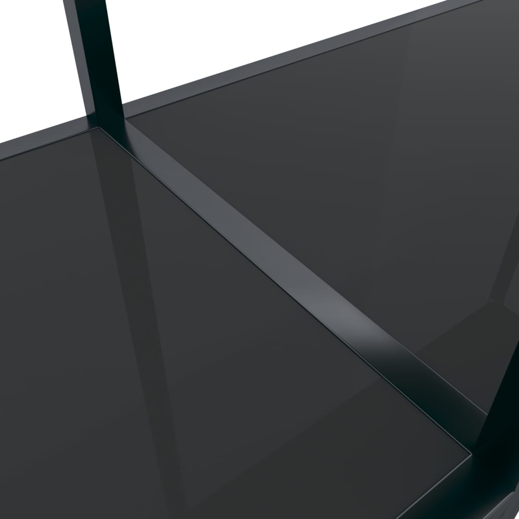 Console table, black, 160x35x75.5cm, tempered glass