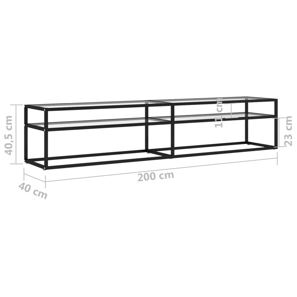 TV cabinet, clear, 200x40x40.5cm, glass