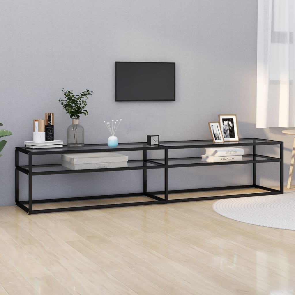 TV cabinet, clear, 200x40x40.5cm, glass