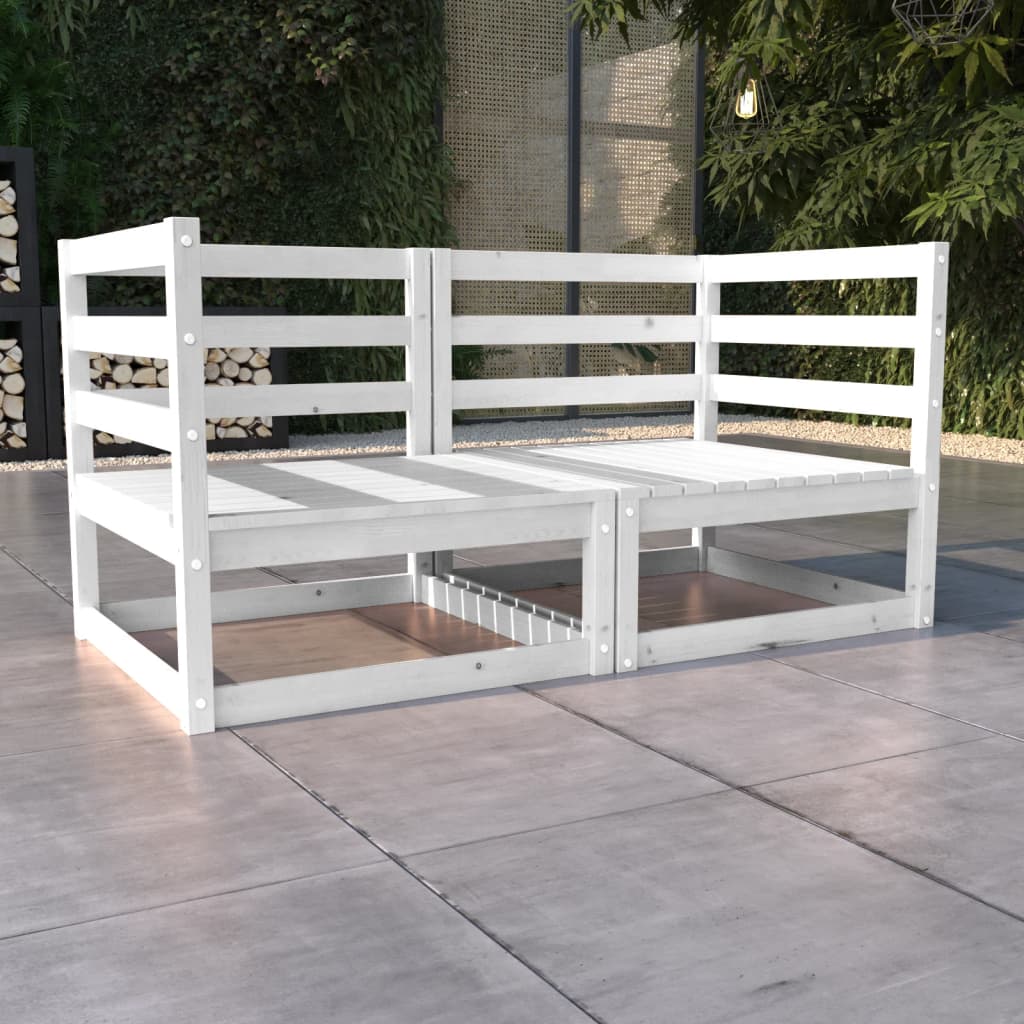 Two-seater garden sofa, white, solid pine wood