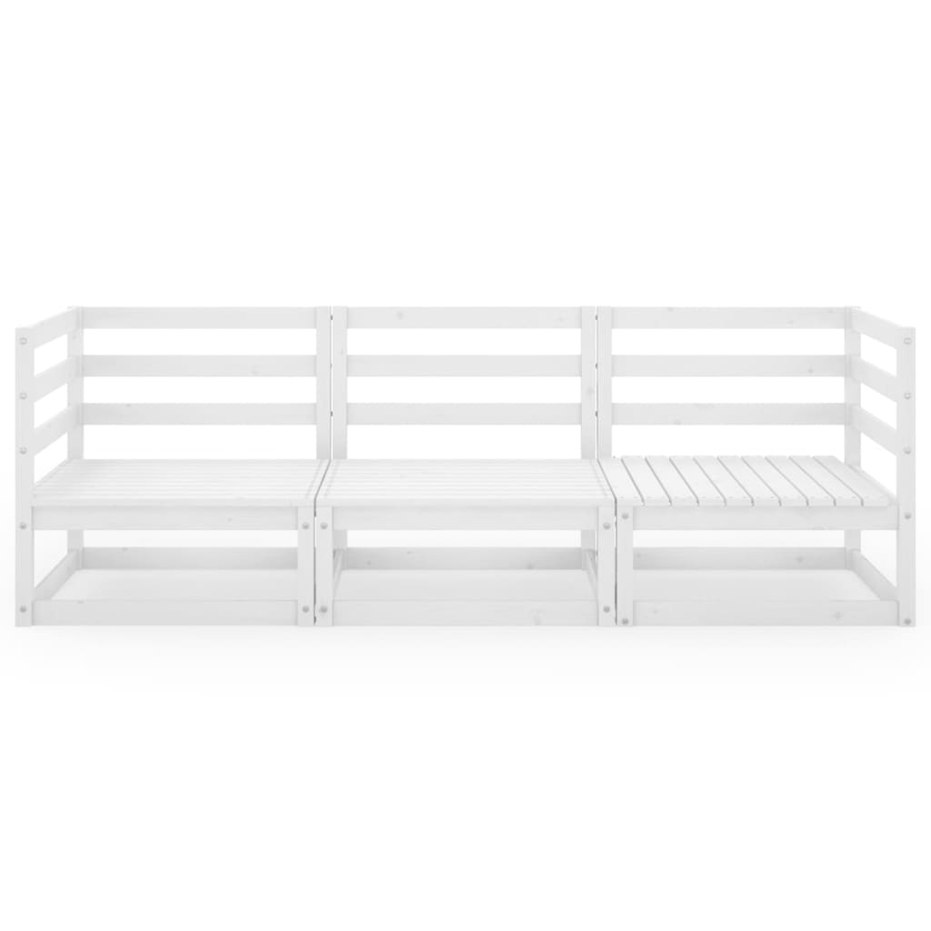 Three-seater garden sofa, white, solid pine