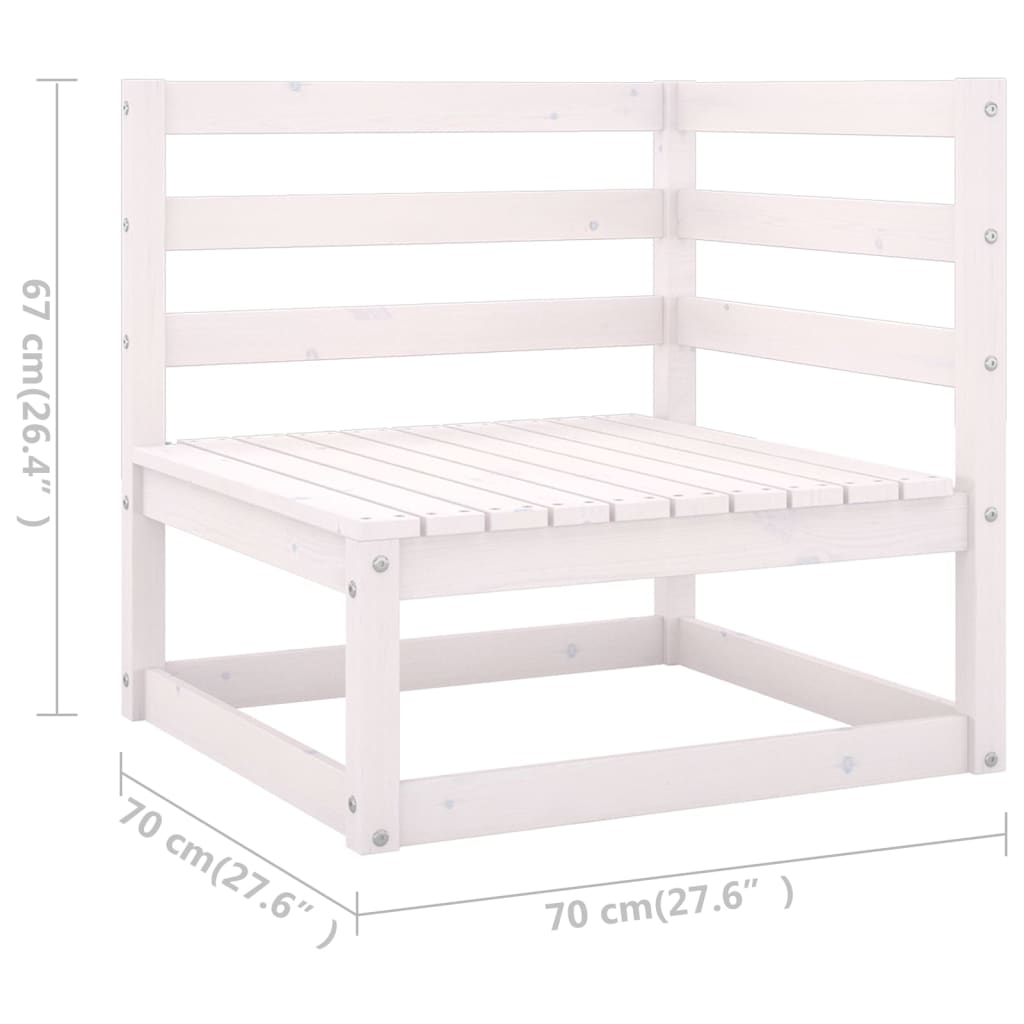 Three-seater garden sofa, white, solid pine