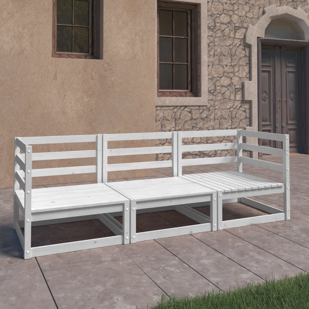 Three-seater garden sofa, white, solid pine